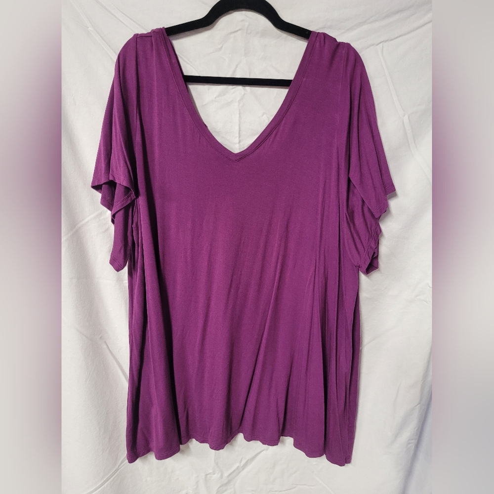 Lane Bryant Rich Purple V-Neck Blouse